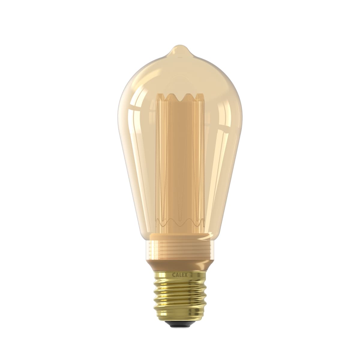 Calex LED Glassfiber Rustiek ST64 Goud SMD 220-240V 3.5W 120lm 1800K E27 Dimbaar met LED dimmer 